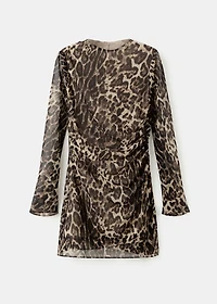 Leopard-print dress with ruched waist