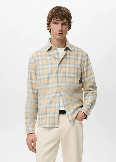 Check flannel cotton shirt