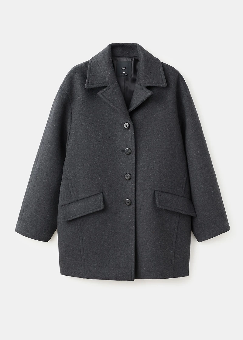 Wool-blend coat with button fastening