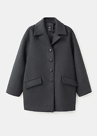 Wool-blend coat with button fastening