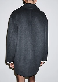 Wool-blend coat with button fastening