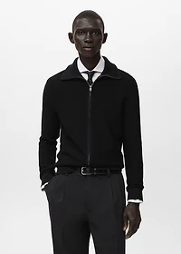 Structured knitted cardigan with zip