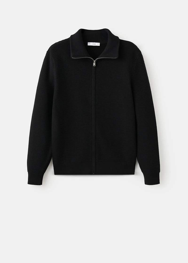 Structured knitted cardigan with zip