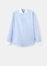 Striped-print slim-fit suit shirt