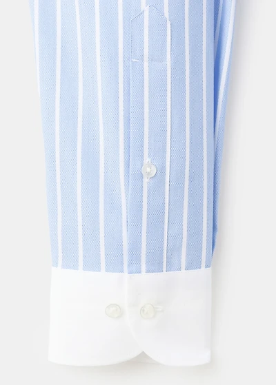Striped-print slim-fit suit shirt