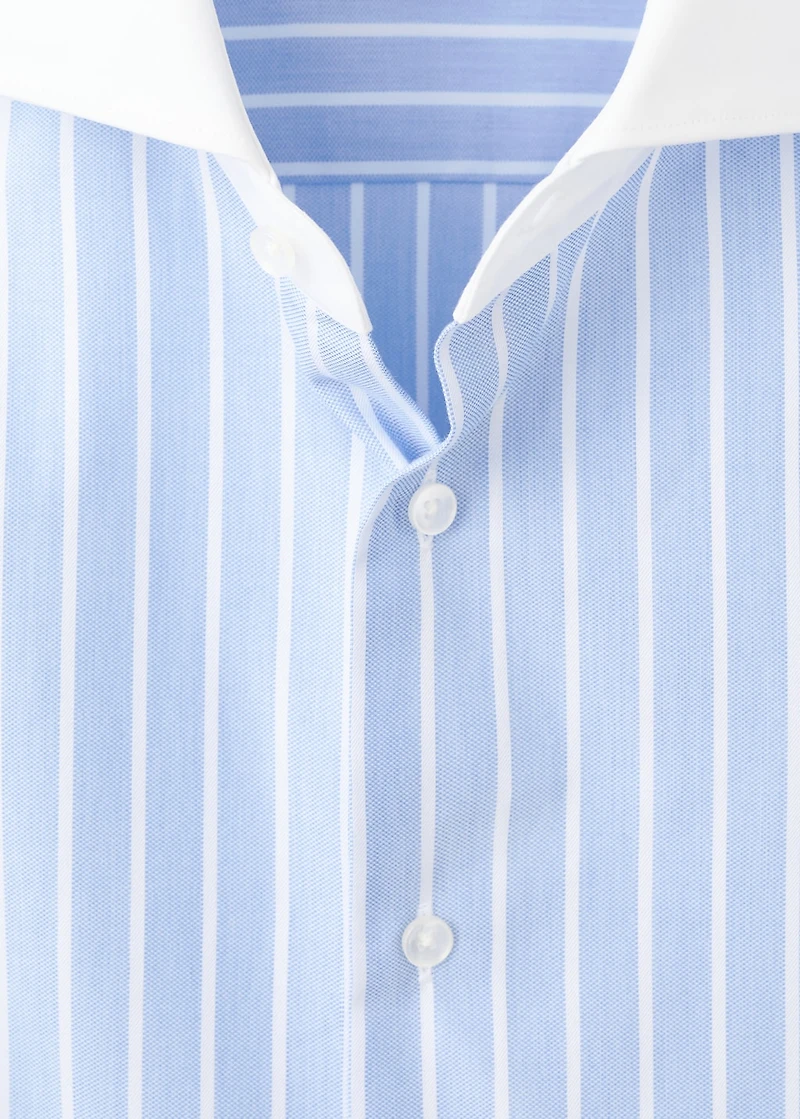 Striped-print slim-fit suit shirt