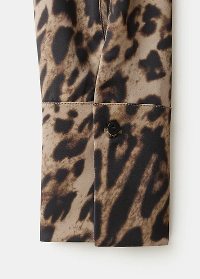 Animal-print blouse with scarf