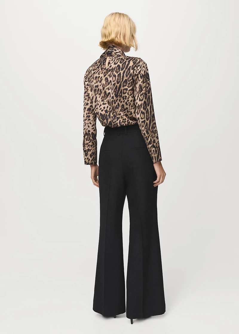 Animal-print blouse with scarf