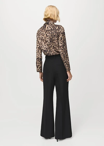 Animal-print blouse with scarf