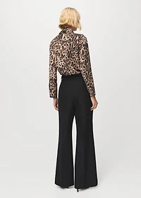 Animal-print blouse with scarf