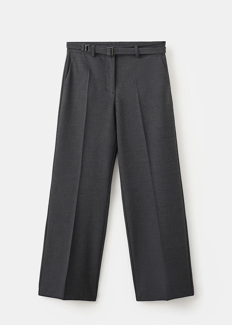 Belt straight-fit pants