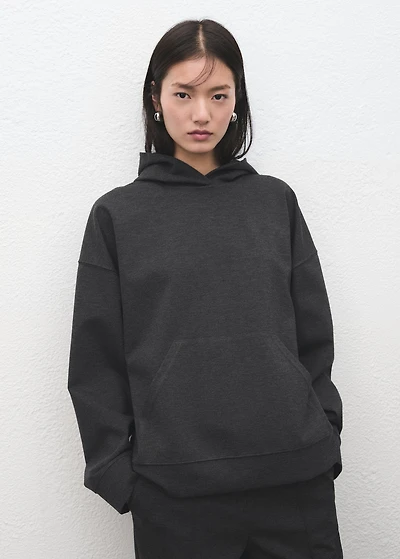 Speckled knitted sweatshirt with hood