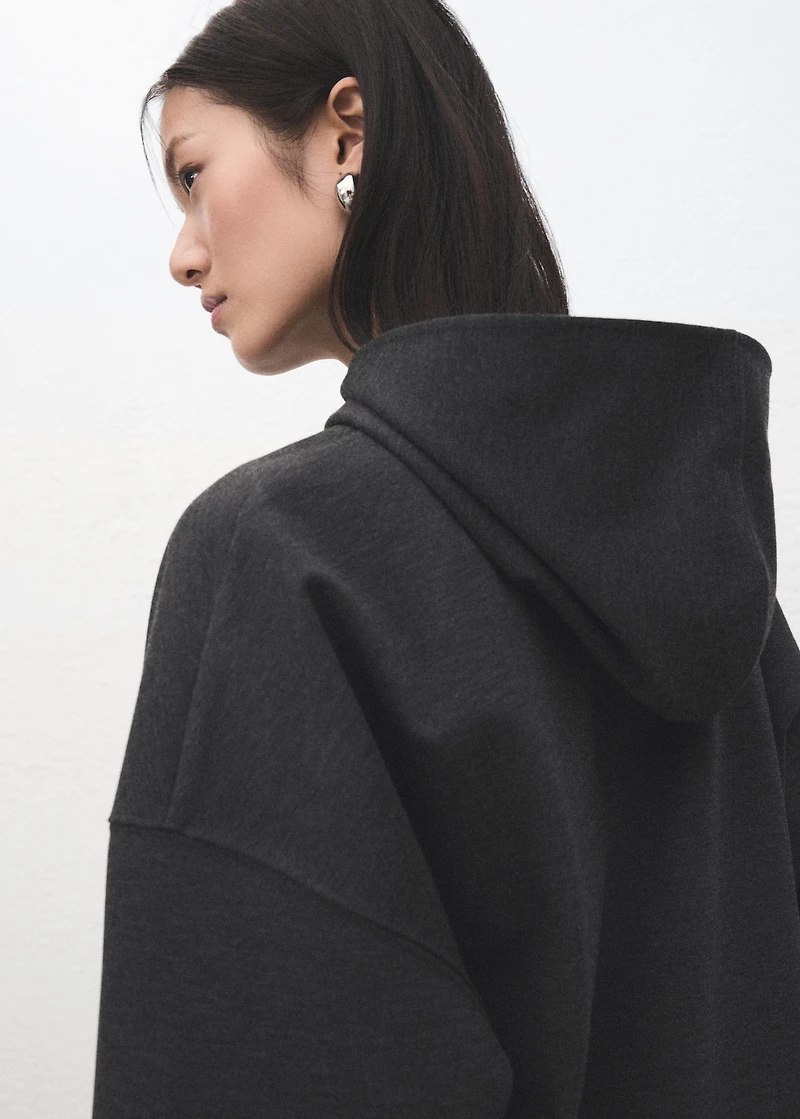 Speckled knitted sweatshirt with hood