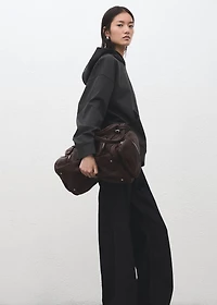 Speckled knitted sweatshirt with hood