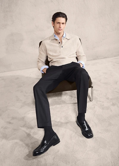 Mini boucle knit polo shirt