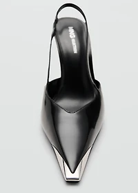 Leather high-heeled shoes with metal toe cap