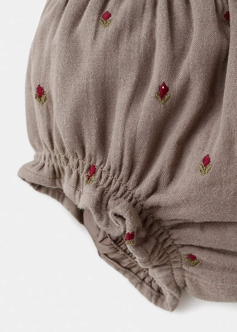 Embroidered floral baby romper