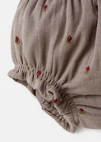 Embroidered floral baby romper
