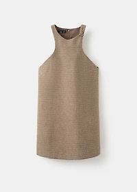 Houndstooth wool-blend dress