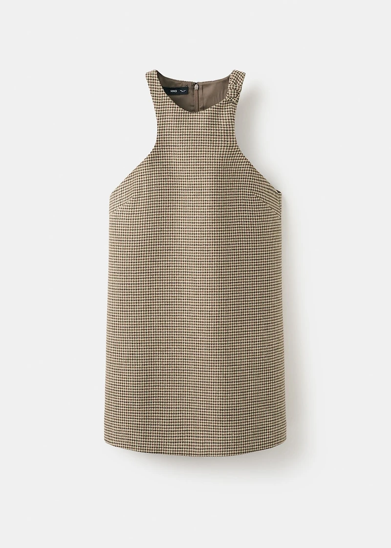 Houndstooth wool-blend dress