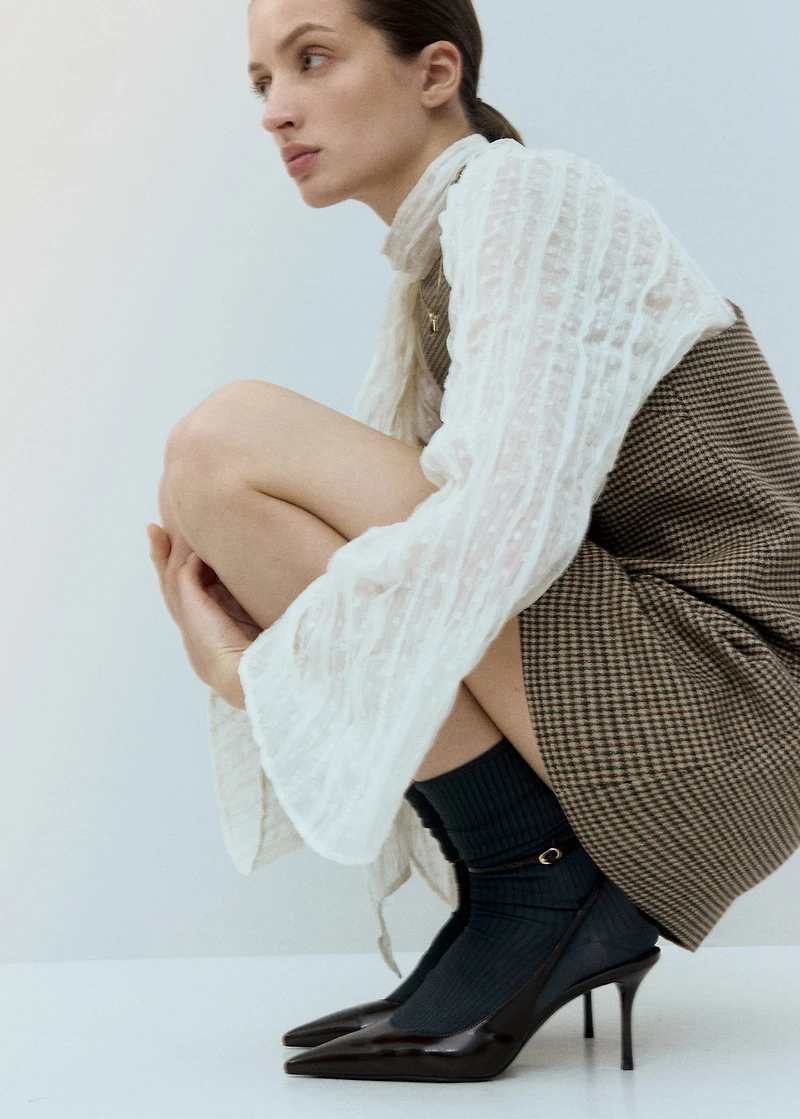 Houndstooth wool-blend dress