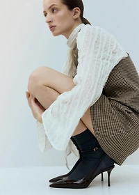 Houndstooth wool-blend dress