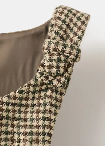 Houndstooth wool-blend dress