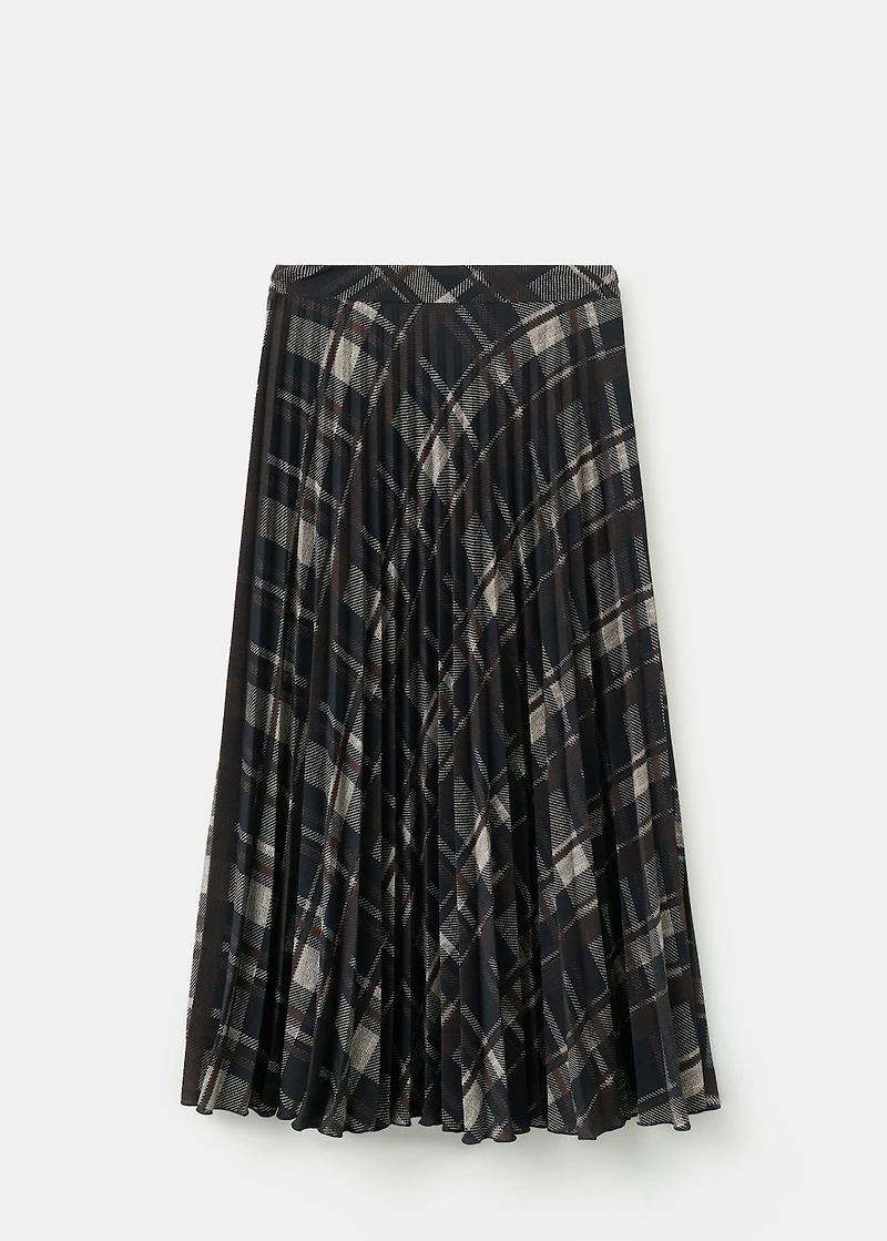 Checked long skirt