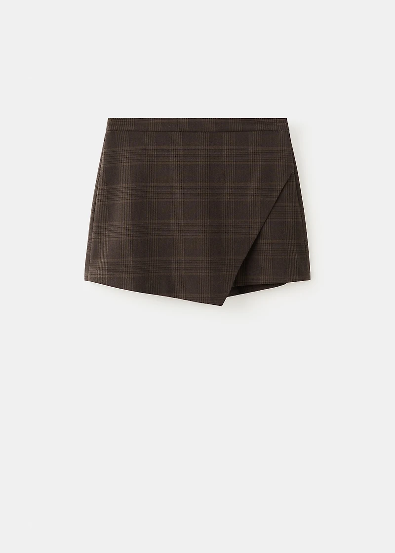 Checked asymmetric skirt