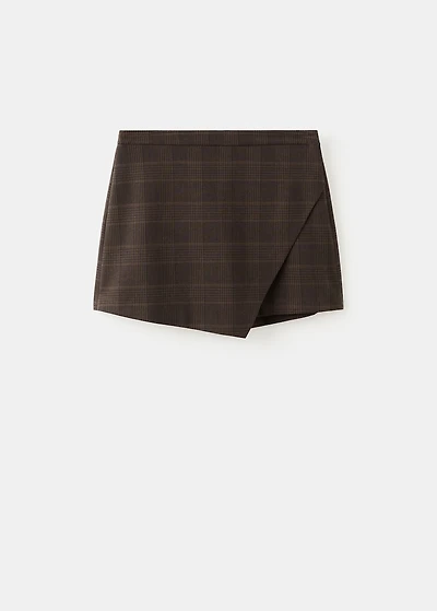 Checked asymmetric skirt