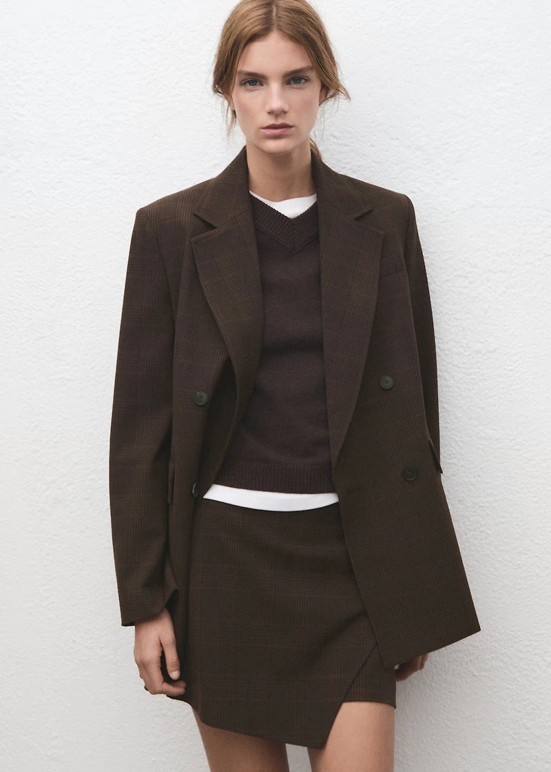 Checked asymmetric skirt