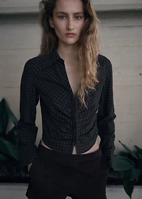 Gathered check blouse