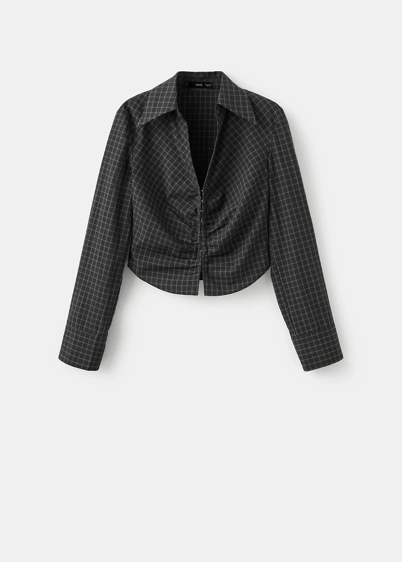 Gathered check blouse