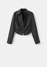 Gathered check blouse