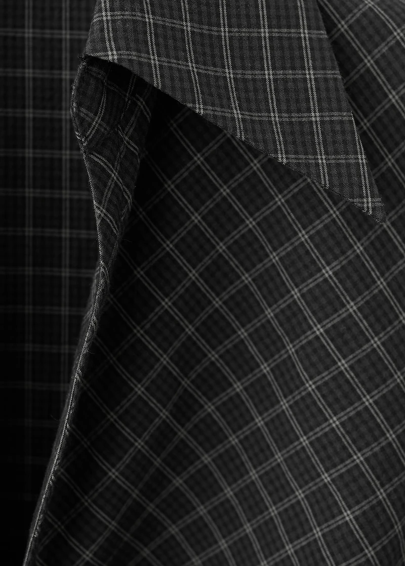 Gathered check blouse