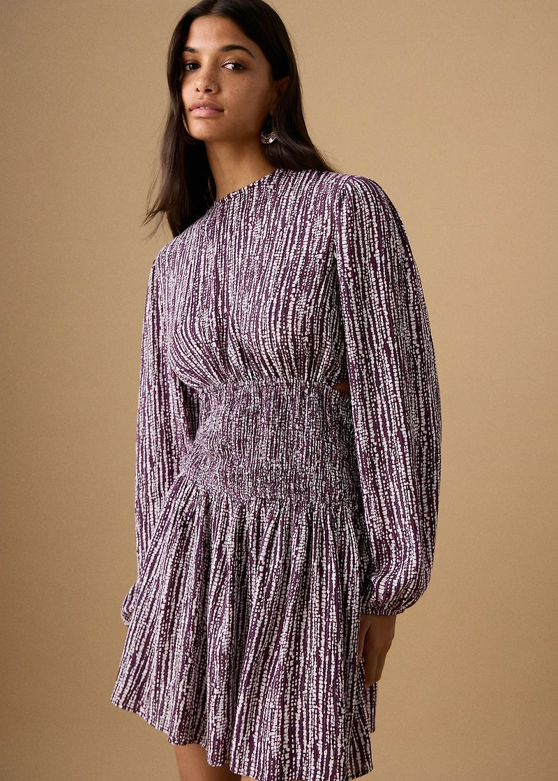 Printed dress with lurex cut-out