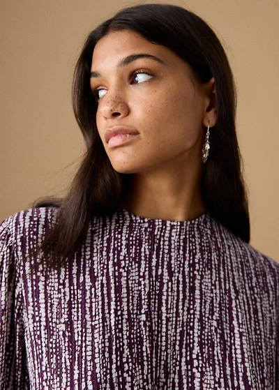 Printed dress with lurex cut-out