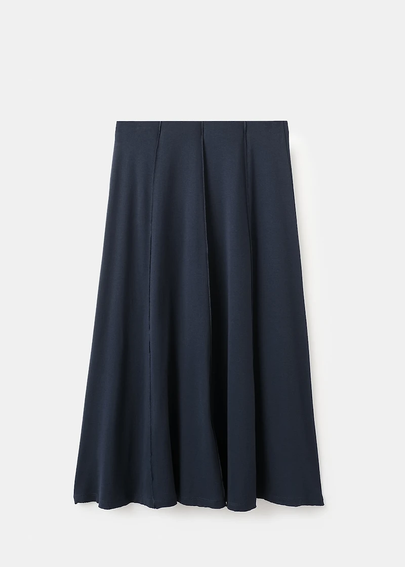 Knitted long skirt with seam detail