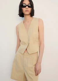 Straight linen-blend shorts