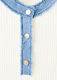 Contrast collar button sweater