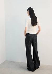 Contrast collar button sweater