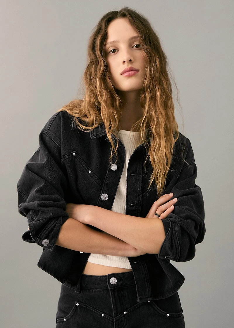 Denim shirt with studs