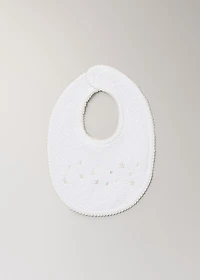 Embroidered cotton bib with stars