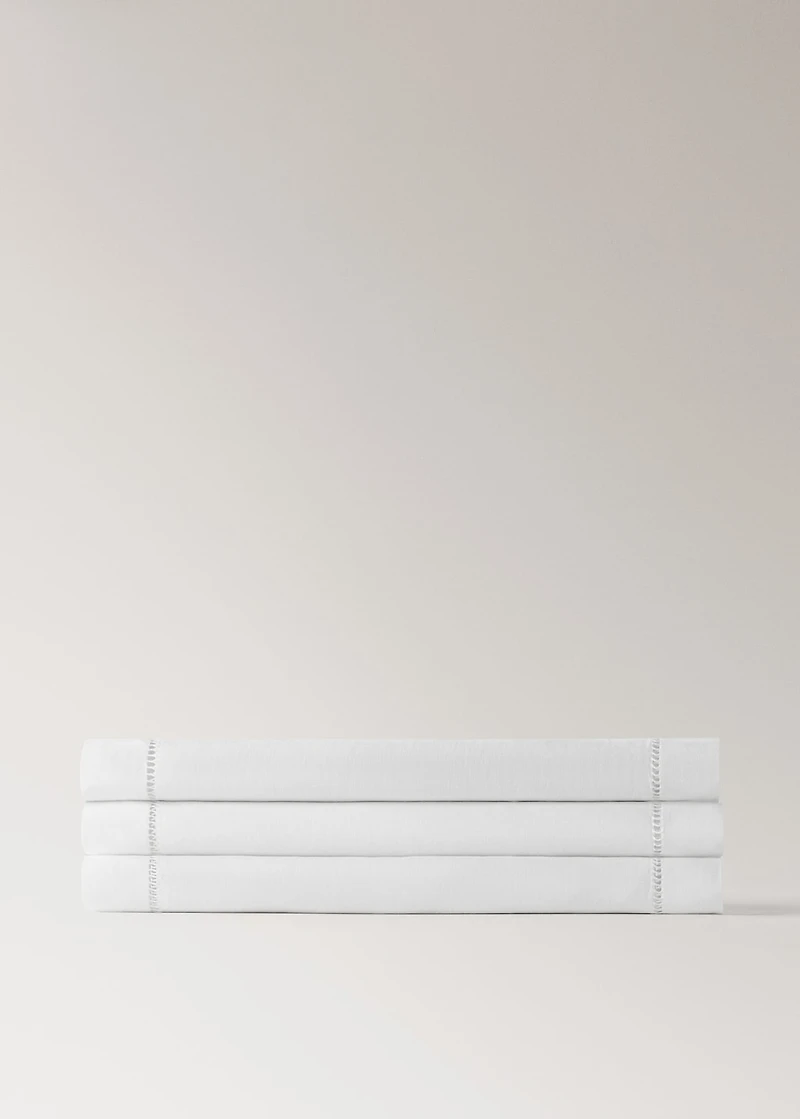 Linen table runner with embroidered hemstitch