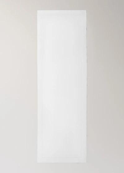 Linen table runner with embroidered hemstitch