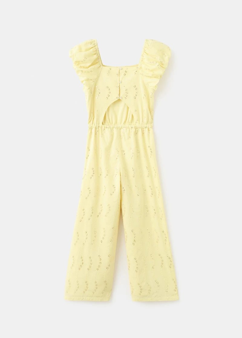 Floral embroidery jumpsuit