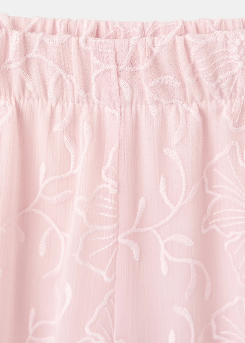 Embroidered fluid pants