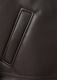 Faux-leather fleece jacket