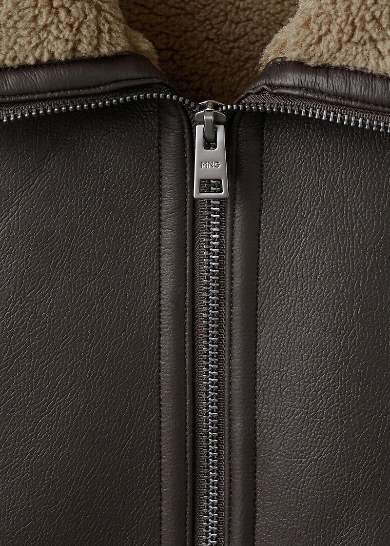 Faux-leather fleece jacket