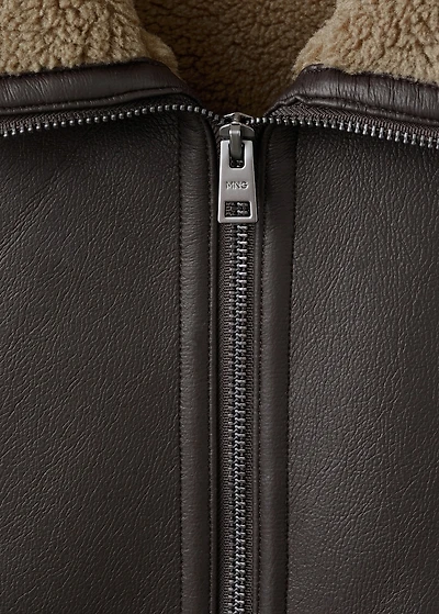 Faux-leather fleece jacket